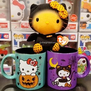 Hello Kitty Halloween Bundle: Ty Beanie Bat & Silver Buffalo 20oz Ceramic Mugs